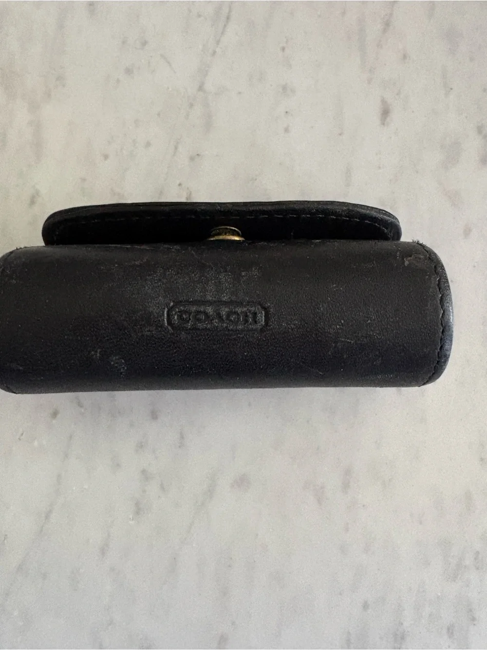 Coach Lipstick Holder / Mini Case – Black Leather Snap Closure - Picture 1 of 5